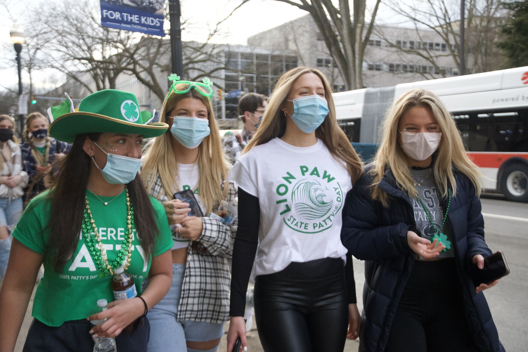 State Patty's Day, girls walking on Beaver